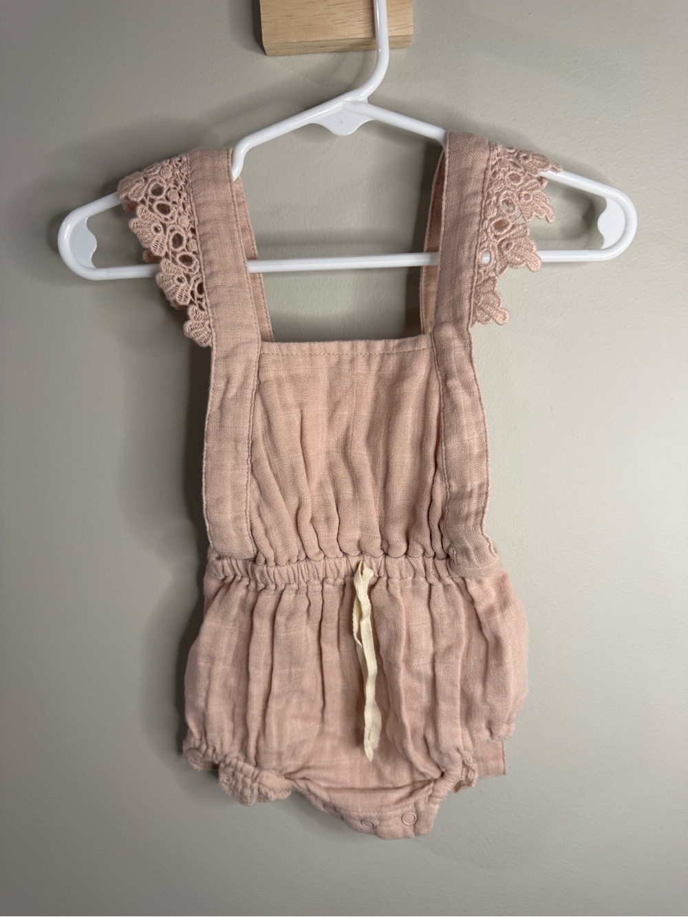 Jamie Kay Blush Pink Cotton Lace Strap Romper